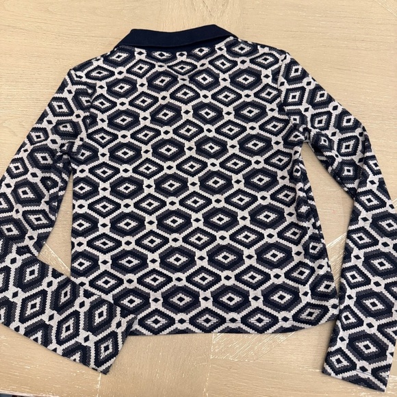 Zara Navy and White Geometric Button Top Shirt Y2K and 90s vibes - Picture 6 of 6